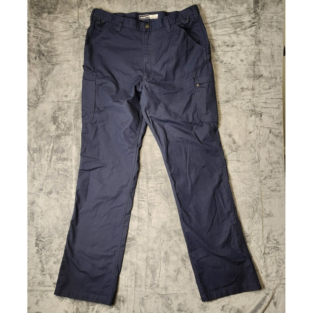 Carhartt 38x38 Tall Cargo Work Pants Navy Blue Ripstop Force Relaxed Fit L38 EUV